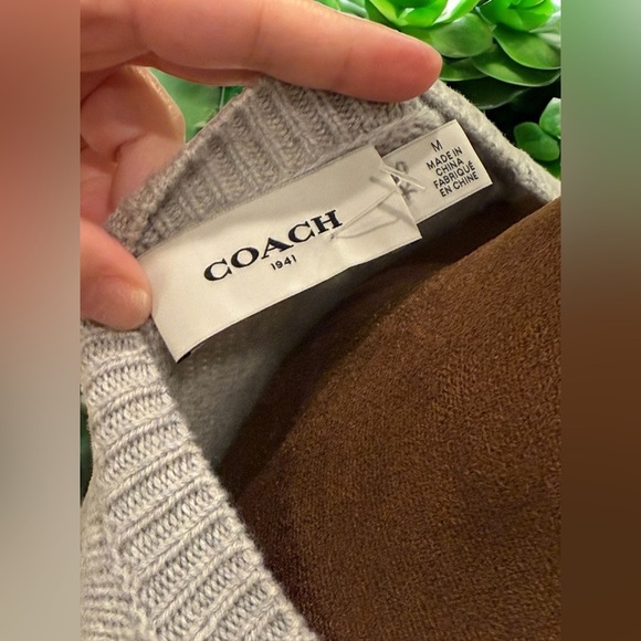 Coach Uni Intarsia Gray Wool & Cashmere Blend Crew Neck Sweater with Unicorn EUC - Picture 5 of 11